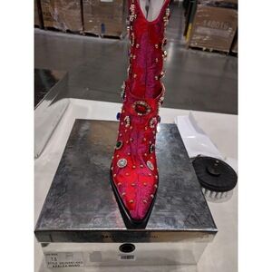 Azalea Wang Diligent Embroidered Western Boot Red 7.5